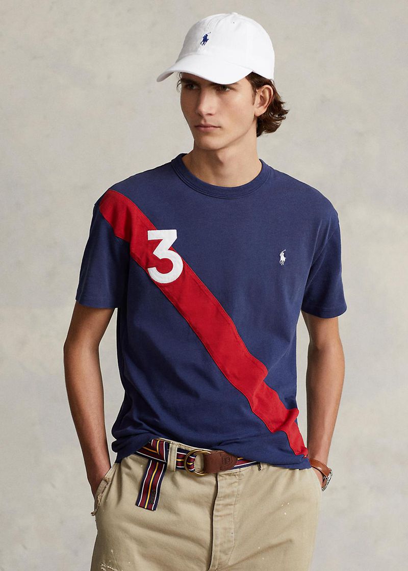 Camiseta Polo Ralph Lauren Hombre Classic Fit Banner-Stripe Jersey Chile Azul Marino HRFSK-6157